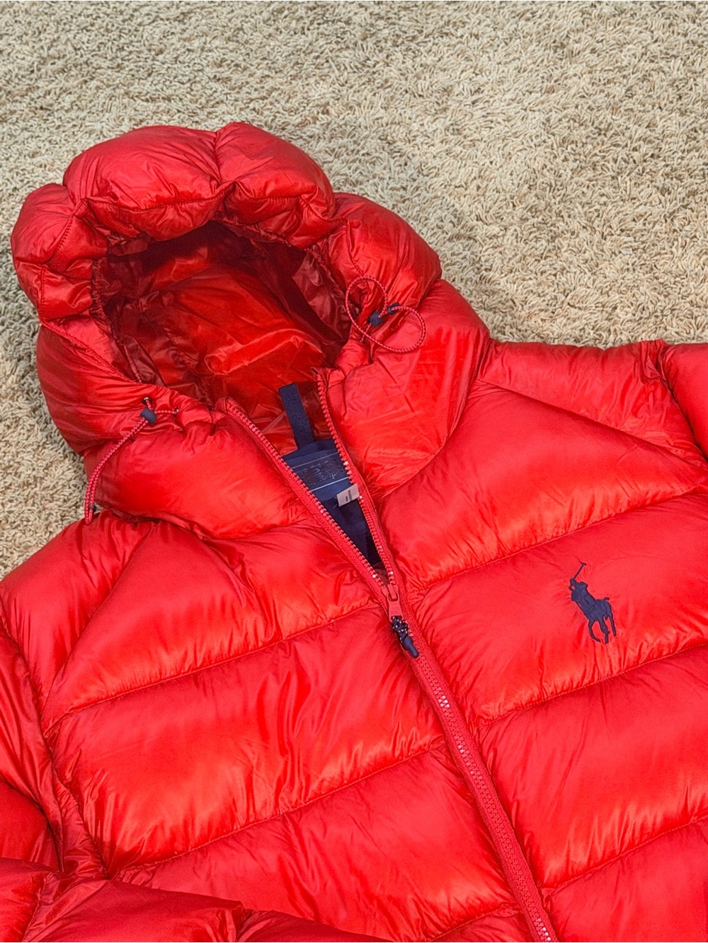 Polo Ralph Lauren USA Flag Down Puffer Jacket Red Hooded Mens XXL NWOT